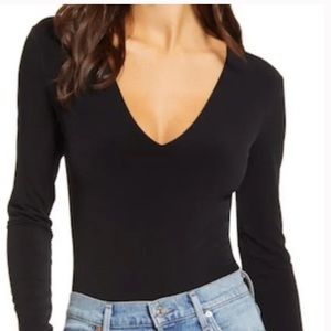 Leith deep v-neck long sleeve bodysuit